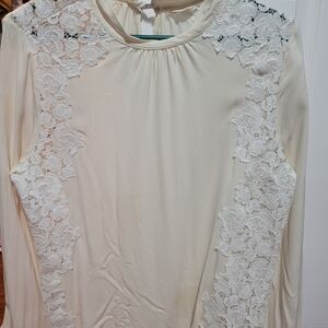 Cream Blouse with Lace Accents